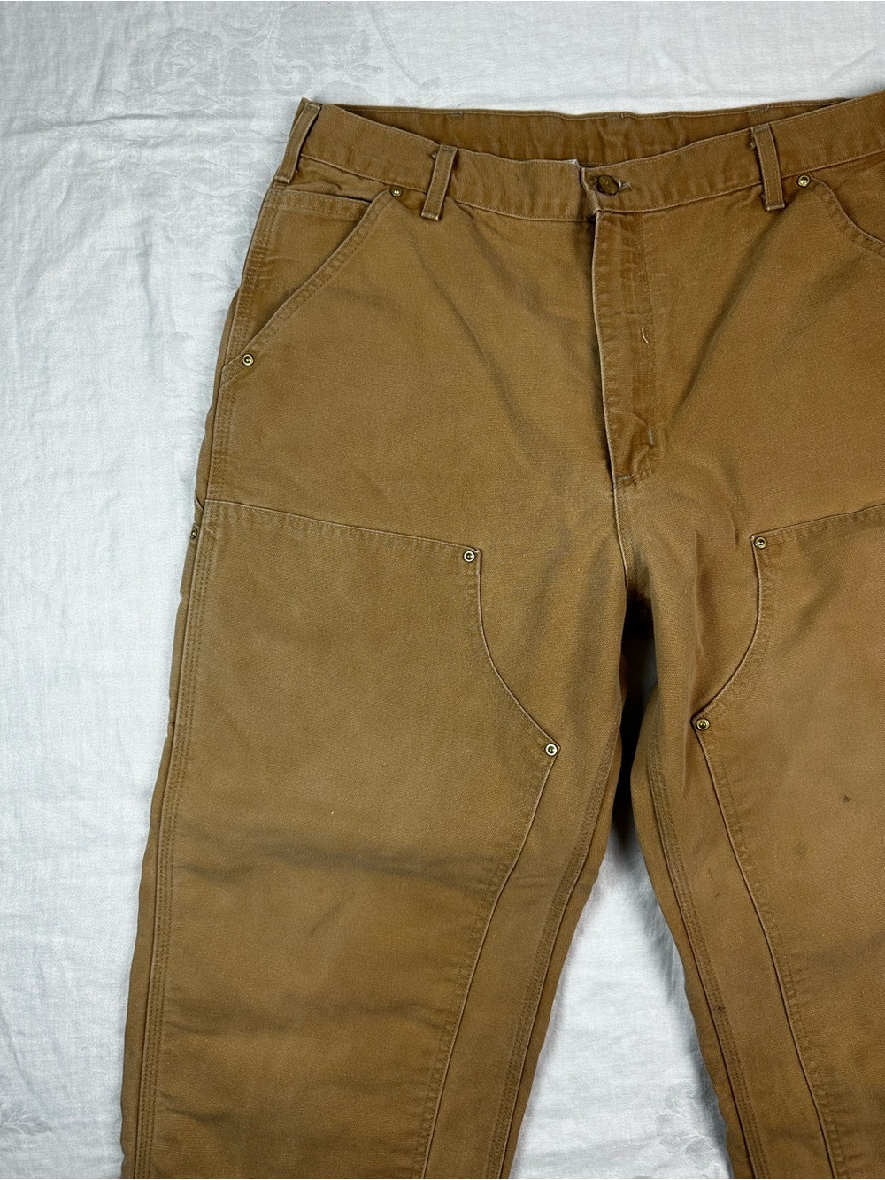 VTG 2000 Carhartt B01 Double Knee Work Pants Brown Canvas Made in USA 38 X 30